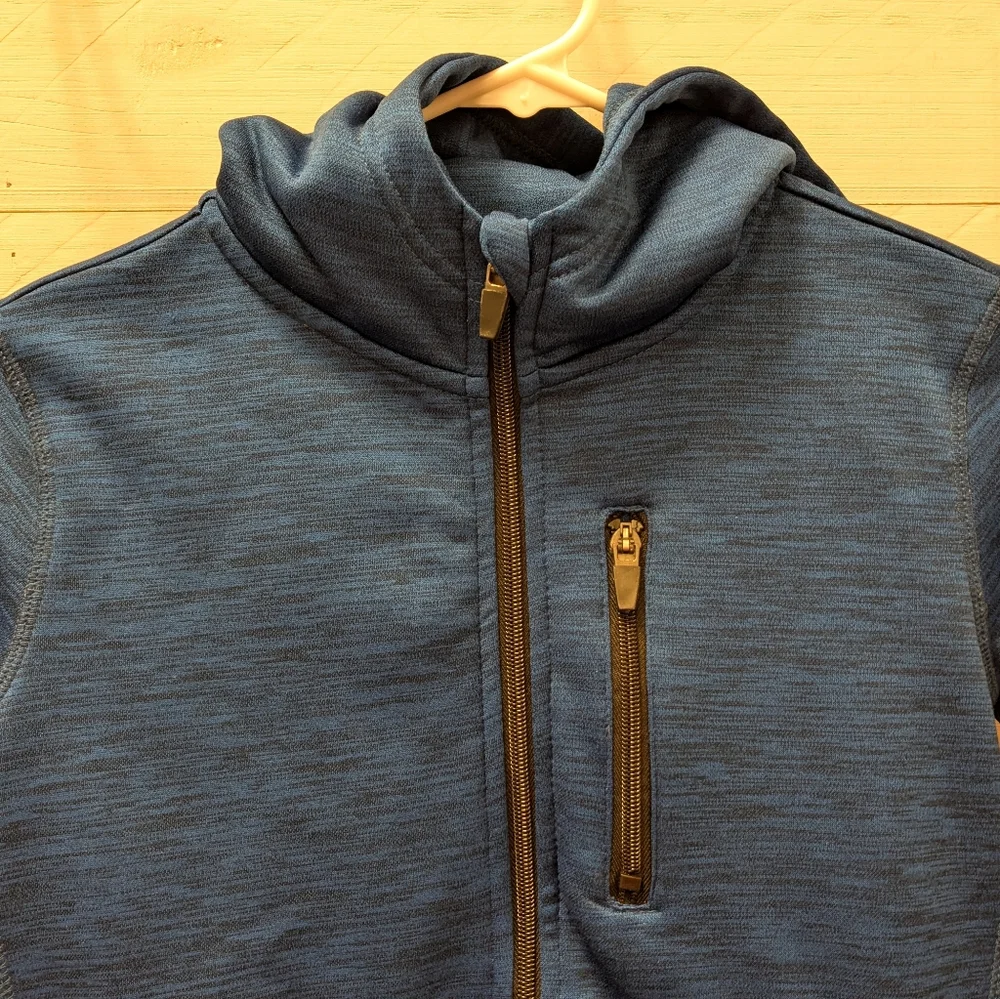 🟦 Eddie Bauer Boy's Heather Blue Zip-Up Hoodie; Size: 8 - Picture 3 of 6